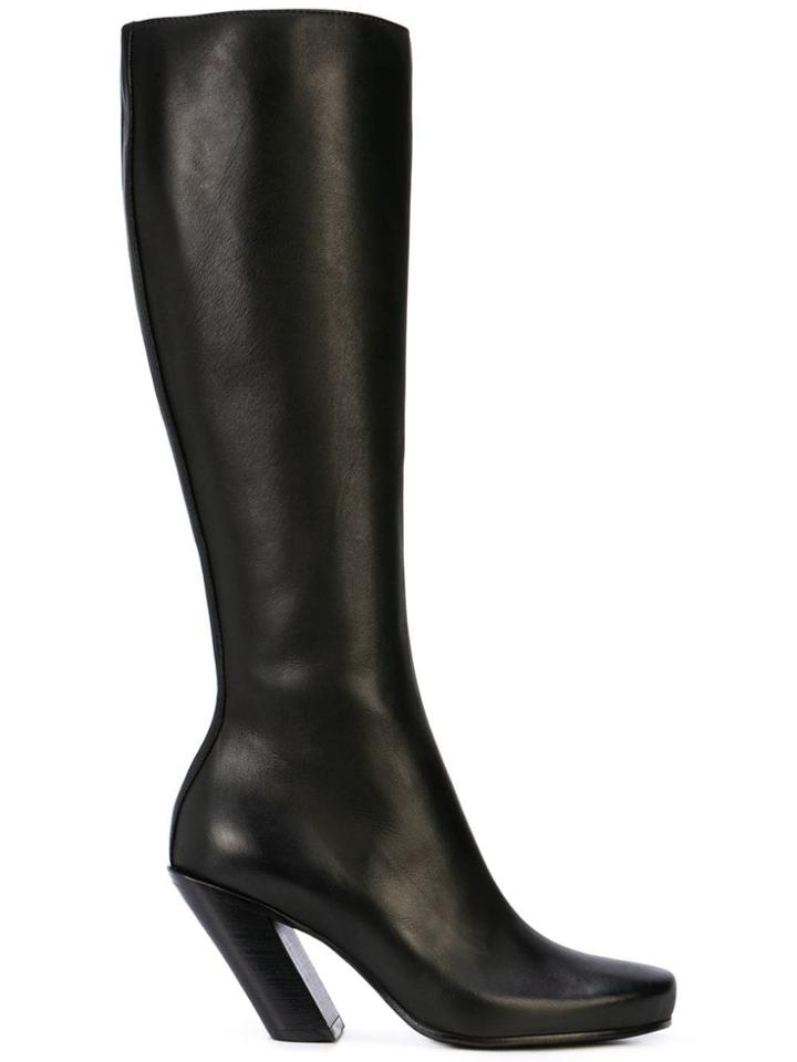 Ann Demeulemeester Vitello Seta Knee Boots - Black
