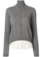 Semicouture Roll-neck Sweater With Hem Insert - Grey