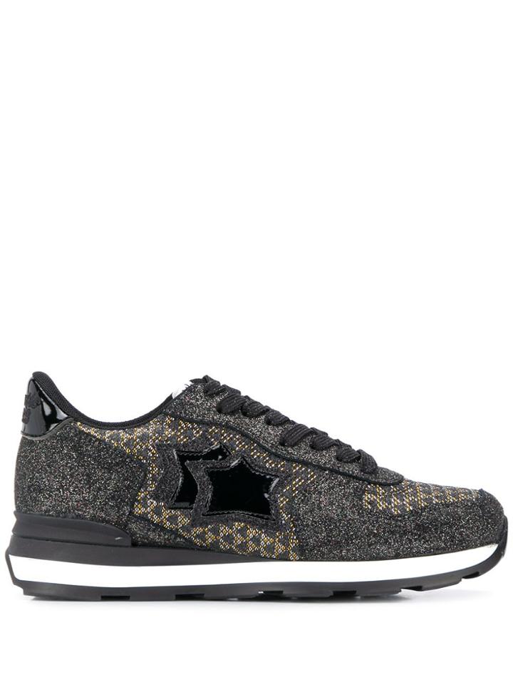 Atlantic Stars Vega Glitter Panelled Sneakers - Black