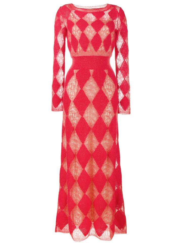 Missoni Diamond Knitted Maxi Dress - Red
