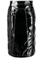 Moschino Pre-owned 2000's Varnished Knee-length Skirt - Black