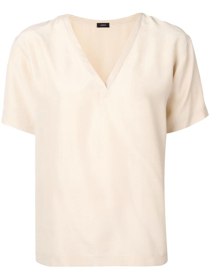 Joseph V-neck Shortsleeved Blouse - Neutrals