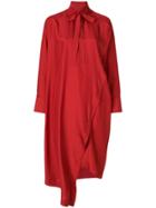 Valentino Draped Silk Dress - Red