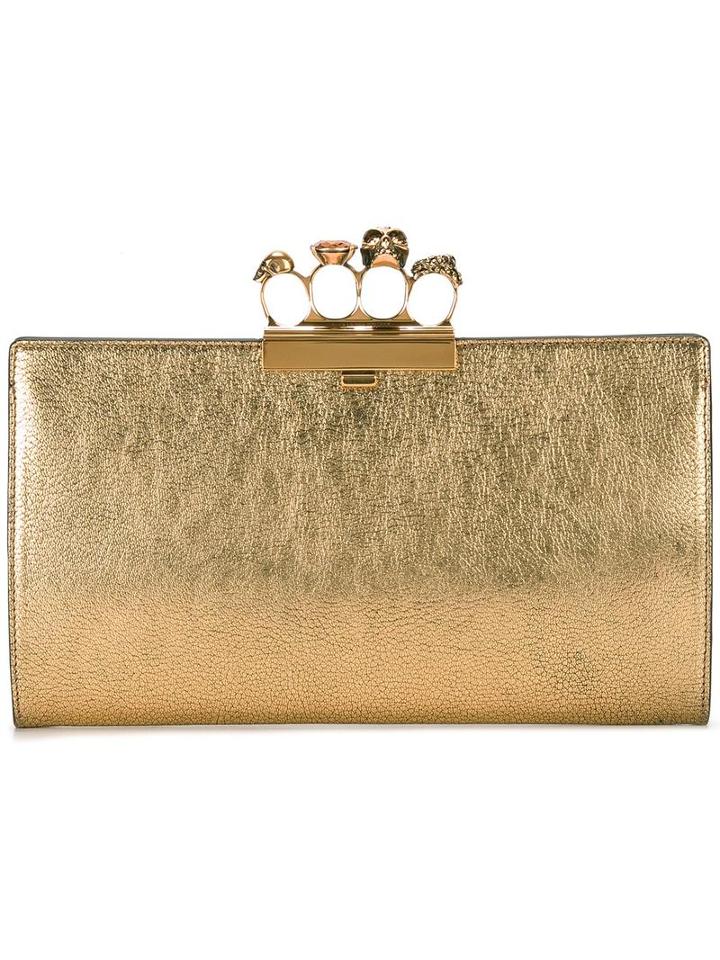 Alexander Mcqueen Knuckle Box Case, Women's, Grey, Leather/metal