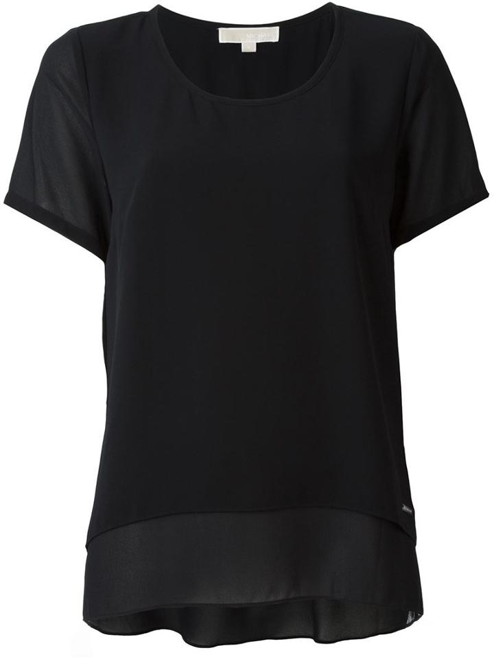 Michael Michael Kors Back Slit Layered T-shirt, Women's, Size: Small, Blue, Polyester