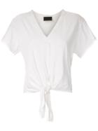 Andrea Bogosian Front Tie T-shirt - White