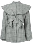 Irene Checked Ruffled Shirt - Grey