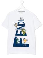 Fendi Kids - Printed T-shirt - Kids - Cotton - 7 Yrs, White