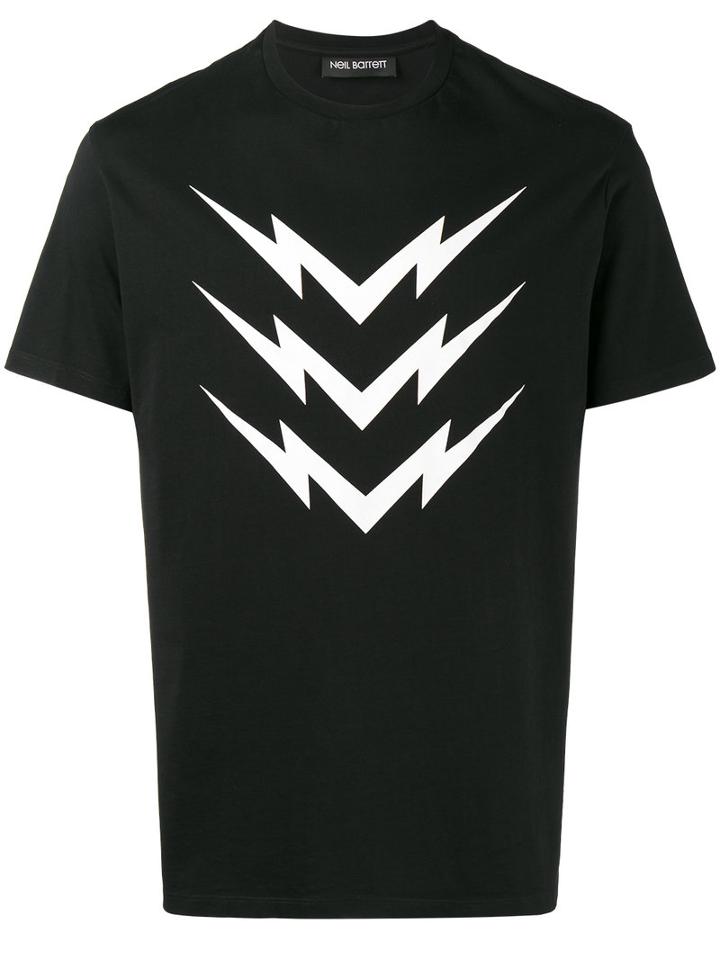 Neil Barrett - Mirror Bolt Print T-shirt - Men - Cotton - Xs, Black, Cotton