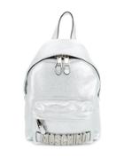 Moschino Metallic Leather Backpack - Silver
