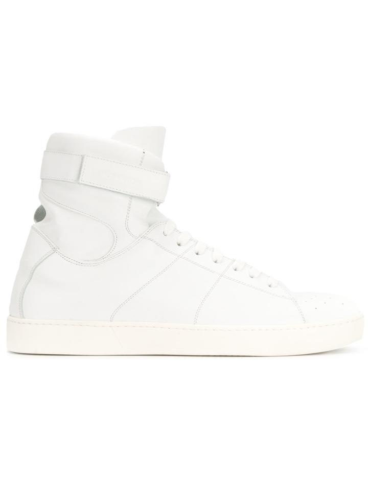 Jil Sander High Top Ankle Strap Sneakers - White