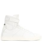 Jil Sander High Top Ankle Strap Sneakers - White