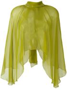 Alberta Ferretti Pussy Bow Sheer Cape - Green