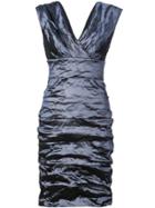 Nicole Miller Metallic Gathered Dress - Blue