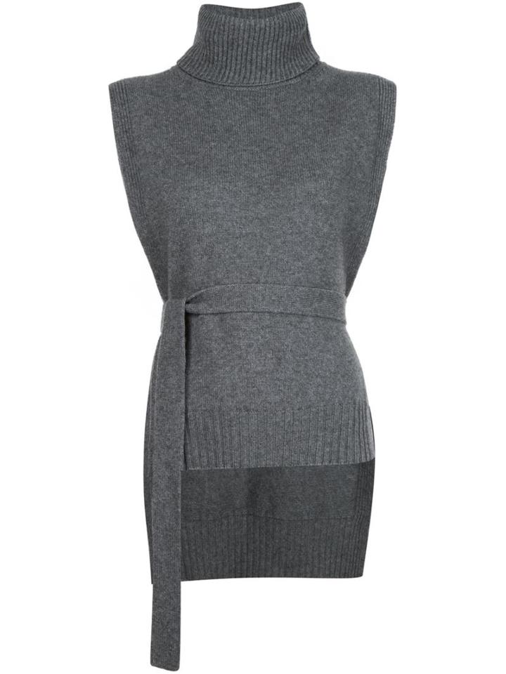 Rosetta Getty Roll Neck Knit Tank Top, Women's, Size: 0, Grey, Merino