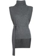 Rosetta Getty Roll Neck Knit Tank Top, Women's, Size: 0, Grey, Merino