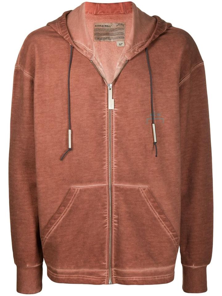 A-cold-wall* Chest Logo Zip Hoodie - Brown