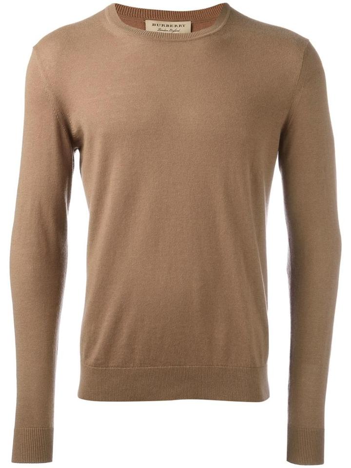 Burberry Checked Elbow Patch Sweater, Men's, Size: Large, Nude/neutrals, Cotton/cashmere