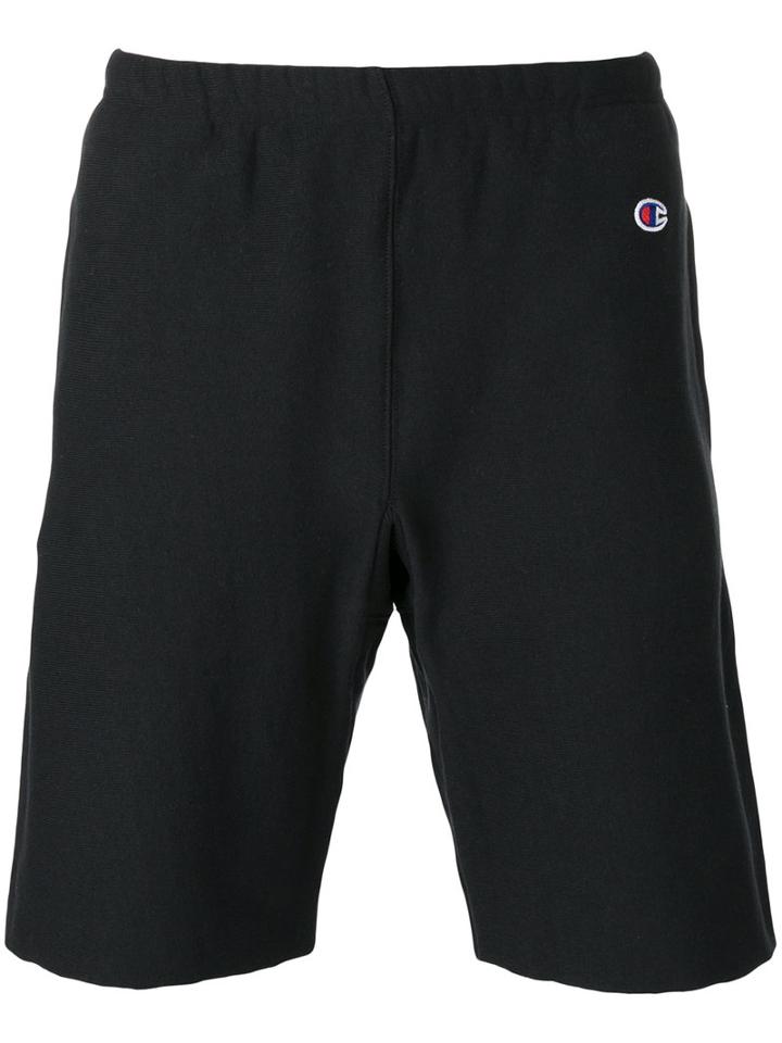 Champion Embroidered Logo Track Shorts, Men's, Size: Large, Black, Cotton