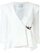 Christopher Esber Tilted Curved Shoulder Blazer, Women's, Size: 8, White, Silk/polyester/spandex/elastane