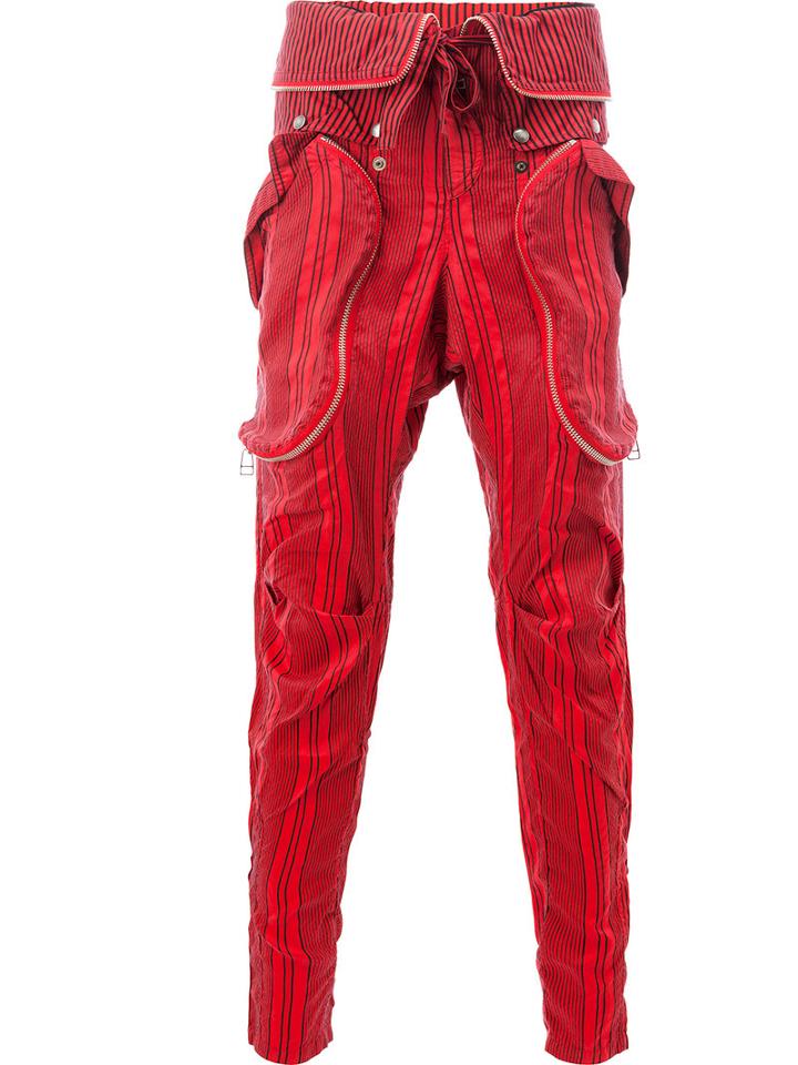 Faith Connexion Striped Trousers, Men's, Size: Xs, Red, Silk