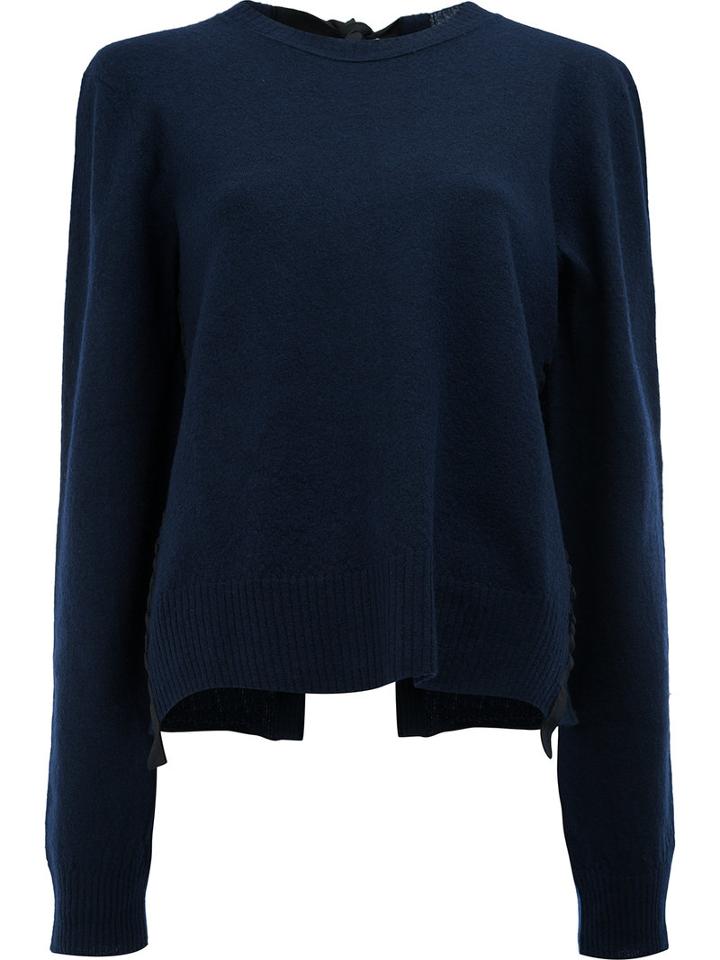 Céline Lace Up Rear Cardigan, Women's, Size: Xs, Blue, Cotton/wool