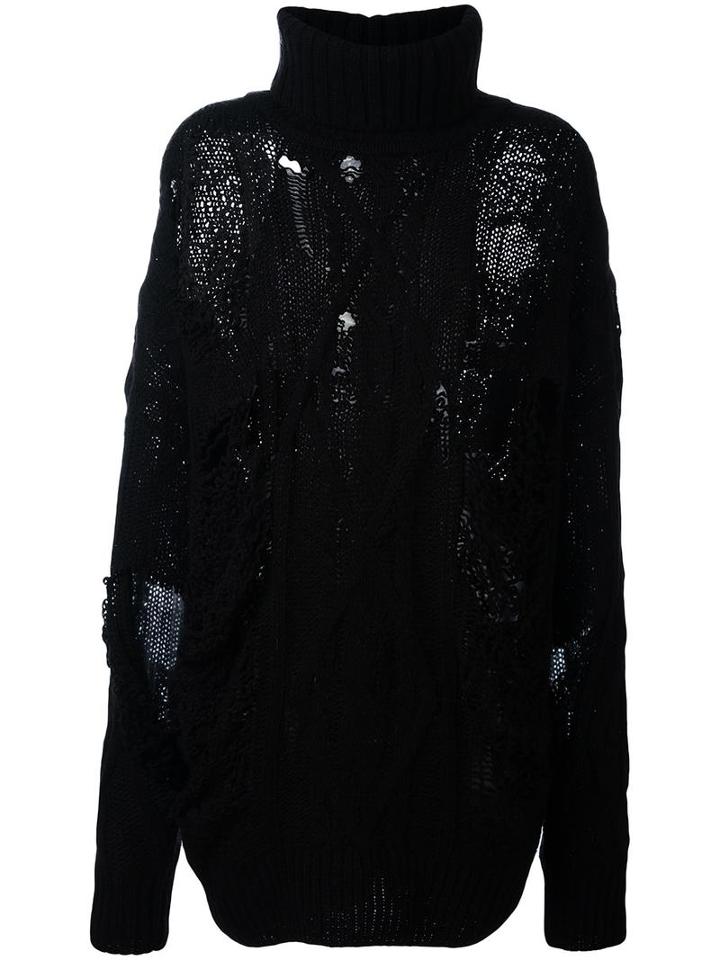 Faith Connexion Distressed Oversized Sweater, Women's, Size: Xs, Black, Wool/acrylic