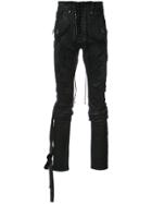 Unravel Project Distressed Lace-detail Trousers - Black