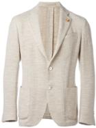 Lardini Two Button Blazer, Men's, Size: 52, Nude/neutrals, Cotton/linen/flax/acrylic/polyester