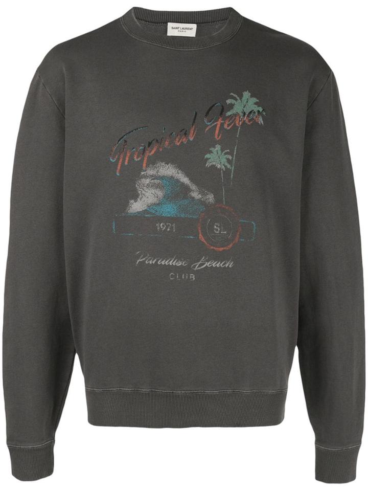 Saint Laurent Tropical Fever Print Sweatshirt - Grey