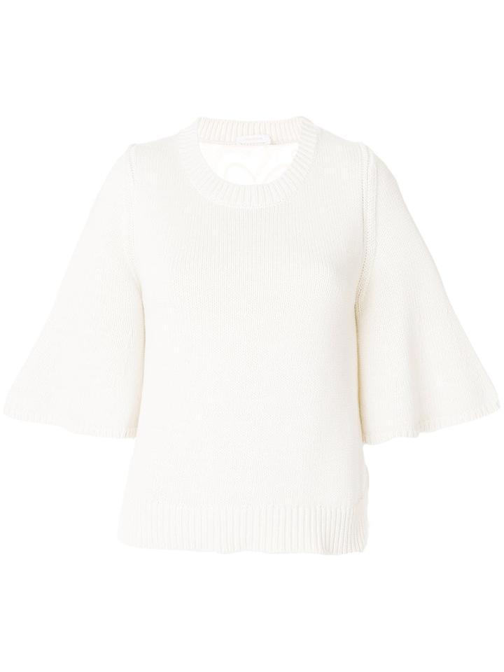 See By Chloé - Flared Cuff Sweater - Women - Cotton - S, White, Cotton