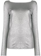 Majestic Filatures Round Neck Fine Knit Top - Metallic