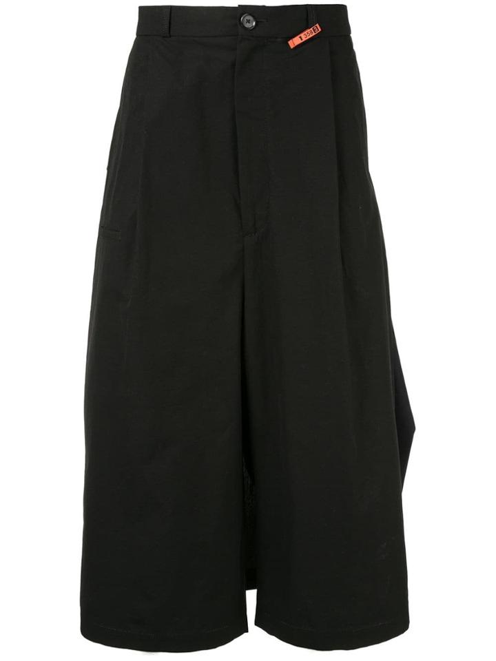 Maison Mihara Yasuhiro Flare Cropped Trousers With Rear Layer - Black