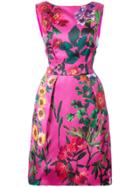 Monique Lhuillier Floral Structured Dress - Pink & Purple