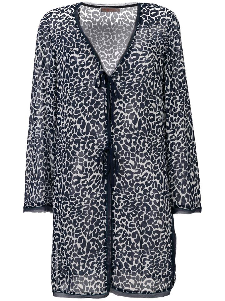 Tory Burch Lightweight Leopard Print Cardigan - Blue