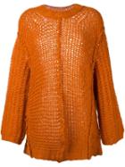 Maison Margiela Crew Neck Jumper, Women's, Size: Small, Yellow/orange, Polyamide/wool/alpaca