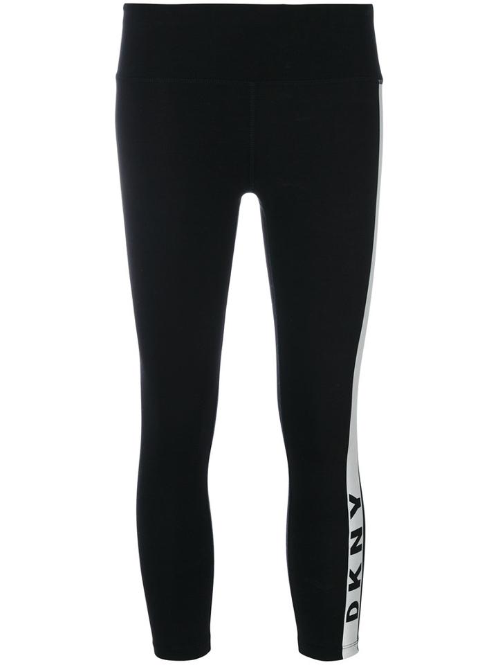 Dkny - Branded Side Panel Leggings - Women - Cotton/spandex/elastane - M, Black, Cotton/spandex/elastane