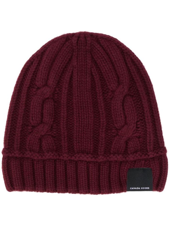 Canada Goose Cable Knit Beanie - Red