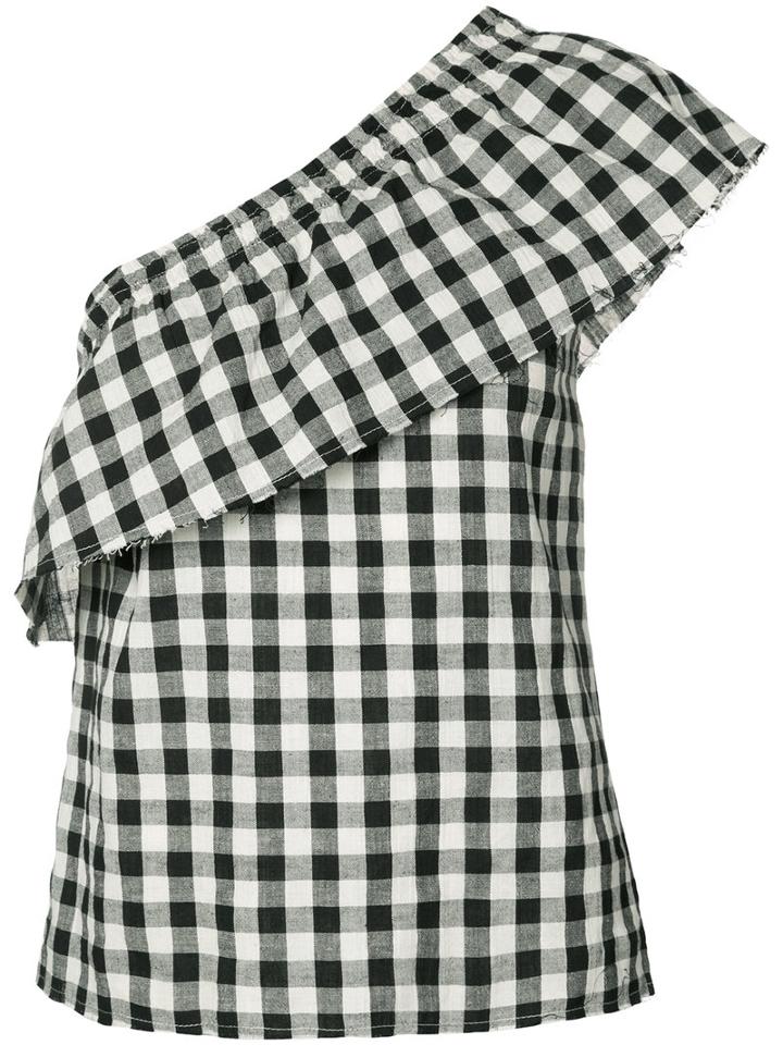 The Lady And The Sailor - Check Frill-trim Blouse - Women - Cotton/linen/flax - I, Black, Cotton/linen/flax