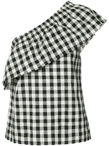 The Lady And The Sailor - Check Frill-trim Blouse - Women - Cotton/linen/flax - I, Black, Cotton/linen/flax