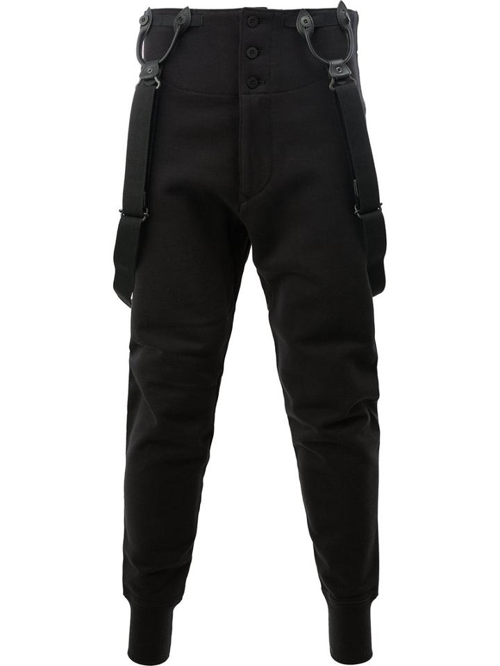 Junya Watanabe Comme Des Garçons Man Braces Sweatpants, Men's, Size: Medium, Black, Cotton