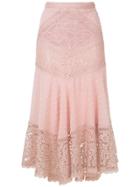 Martha Medeiros Dandara Lace Mid-lenght Skirt - Pink