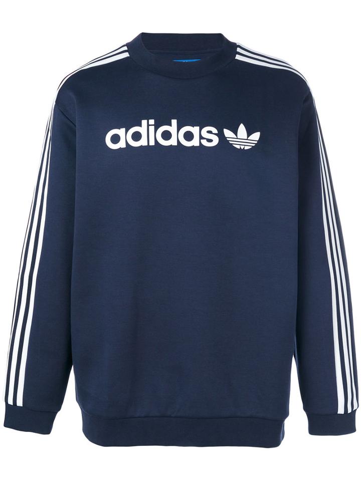 Adidas Originals - Linear Crew Logo Sweatshirt - Men - Cotton/organic Cotton/polyester - L, Blue, Cotton/organic Cotton/polyester