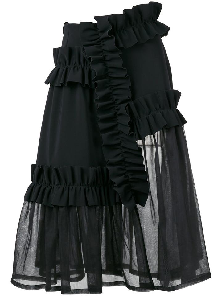Paskal Ruffle Panel Sheer Skirt, Women's, Size: Xs, Black, Polyamide/spandex/elastane/nylon