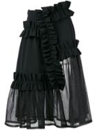 Paskal Ruffle Panel Sheer Skirt, Women's, Size: Xs, Black, Polyamide/spandex/elastane/nylon