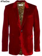 Saint Laurent Velvet Smoking Jacket, Men's, Size: 46, Red, Cotton/cupro/viscose