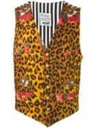 Moschino Vintage Leopard Print And Striped Gilet
