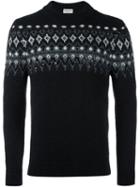 Saint Laurent Fair Isle Knit Sweater, Men's, Size: Xl, Black, Polyamide/mohair/wool
