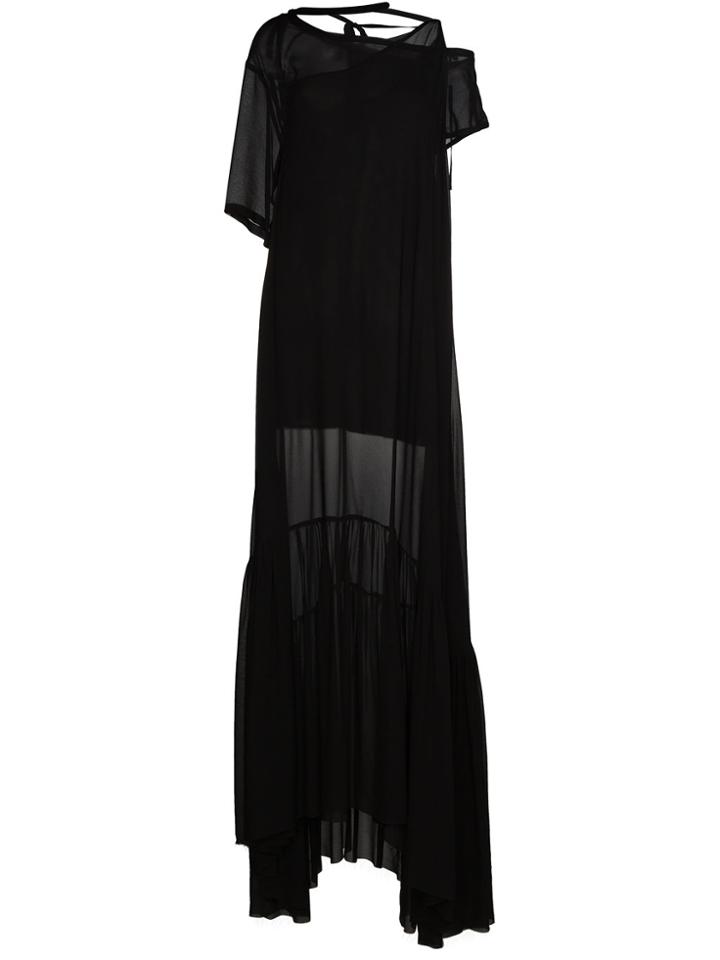 Ann Demeulemeester Silk Sheer Maxi Dress - Black