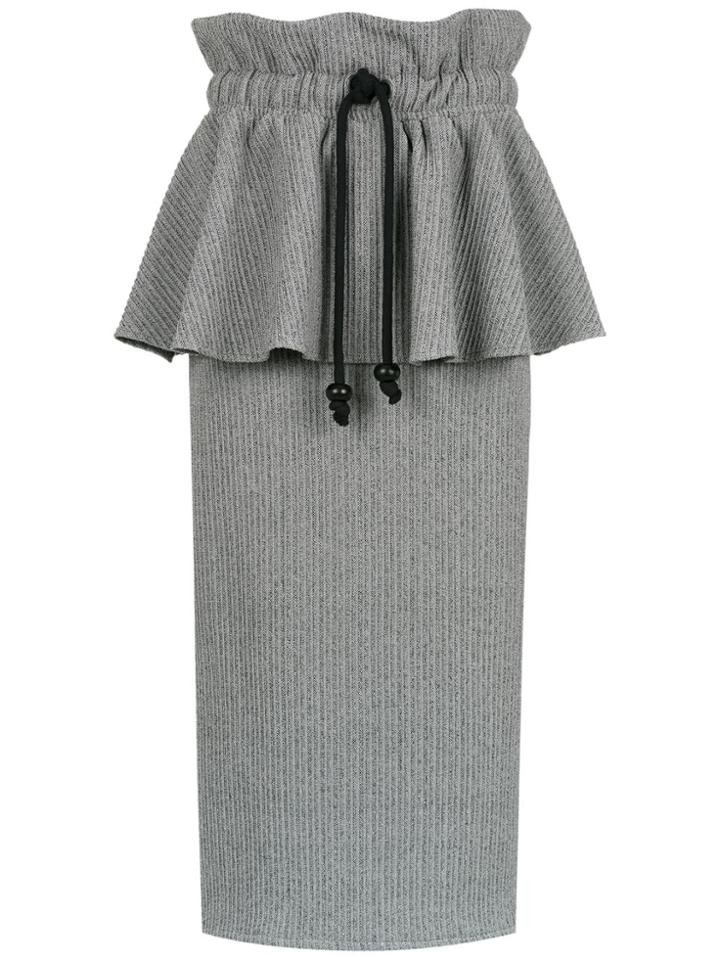 Framed Midi Ruffled Skirt - Grey